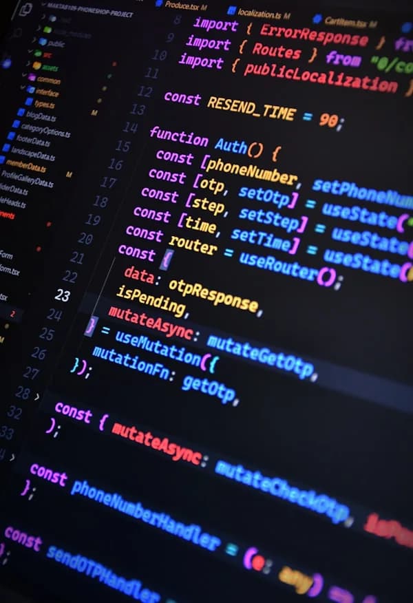 Syntax-highlighted code filling a dark editor